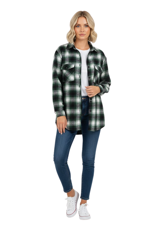 Womens Plaid Flannel Overshirt