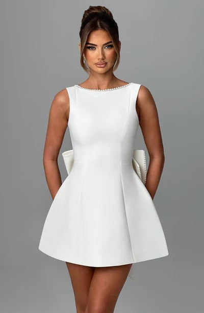 Aureva Pearl Bow A Line Dress