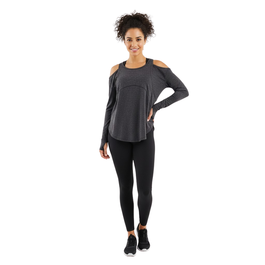 Cold Shoulder Long Sleeve Yoga Top