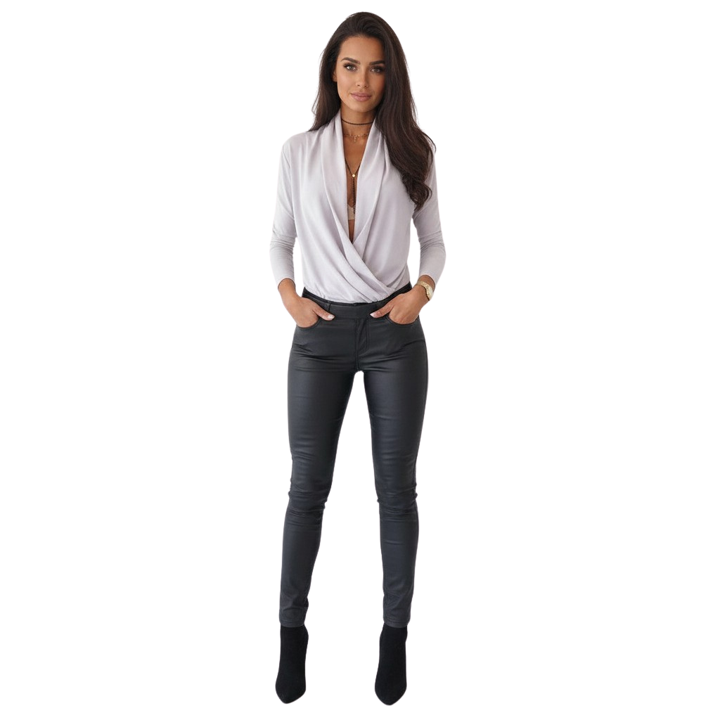 Elegant Long Sleeve Wrap Blouse