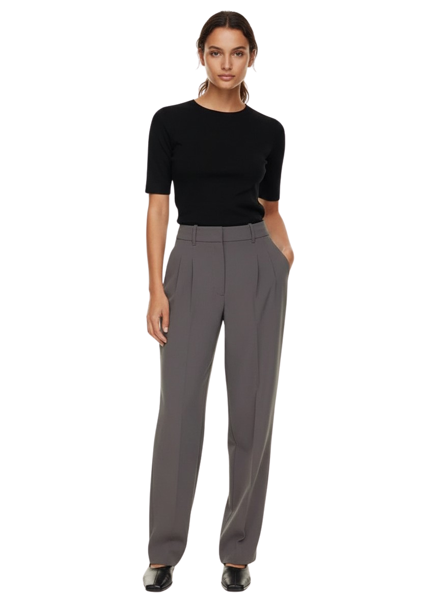 High Waist Wide Leg Pleated Trousers