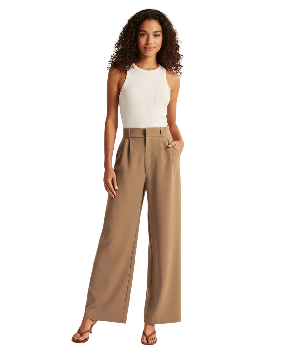 High Waist Wide Leg Pleated Trousers