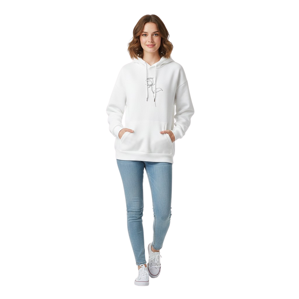 Oversized Rose Print Hoodie