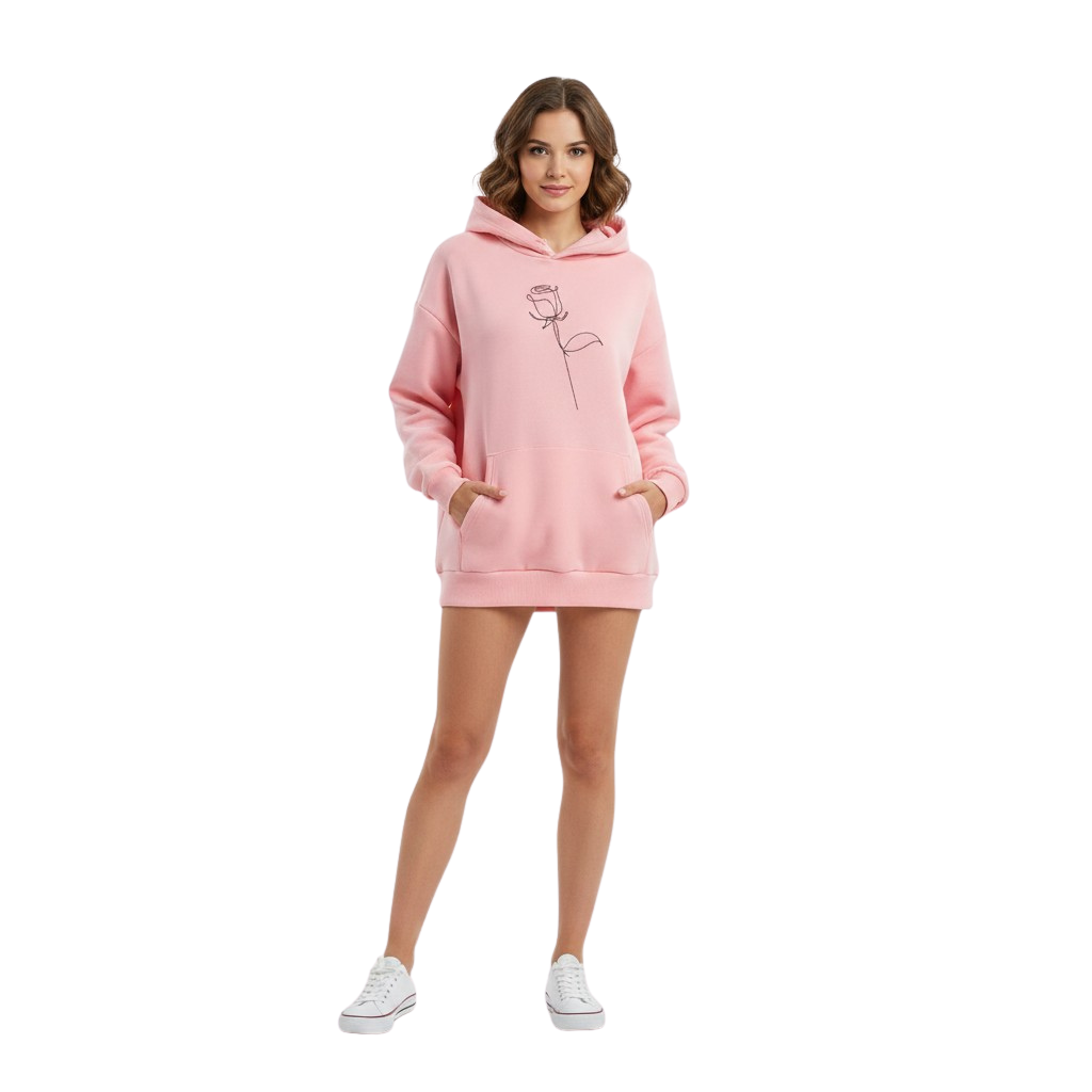 Oversized Rose Print Hoodie