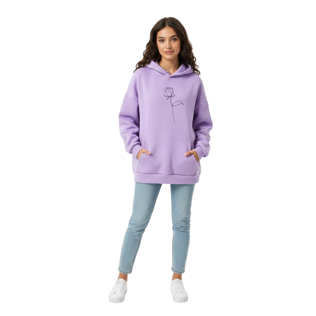 Oversized Rose Print Hoodie