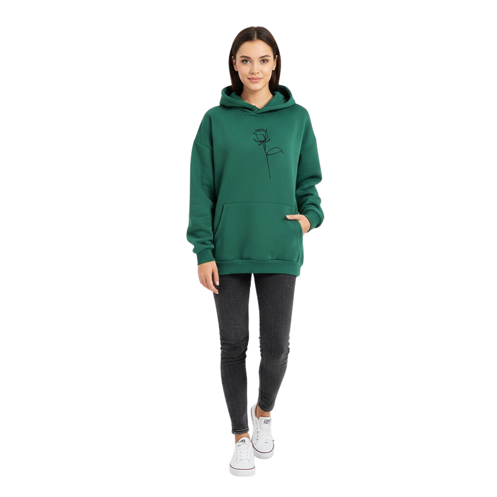 Oversized Rose Print Hoodie
