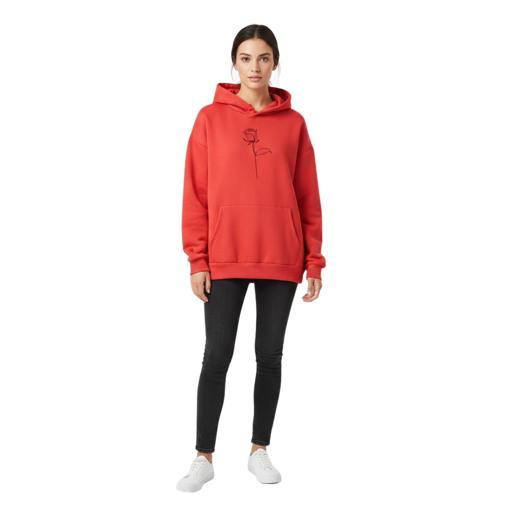Oversized Rose Print Hoodie