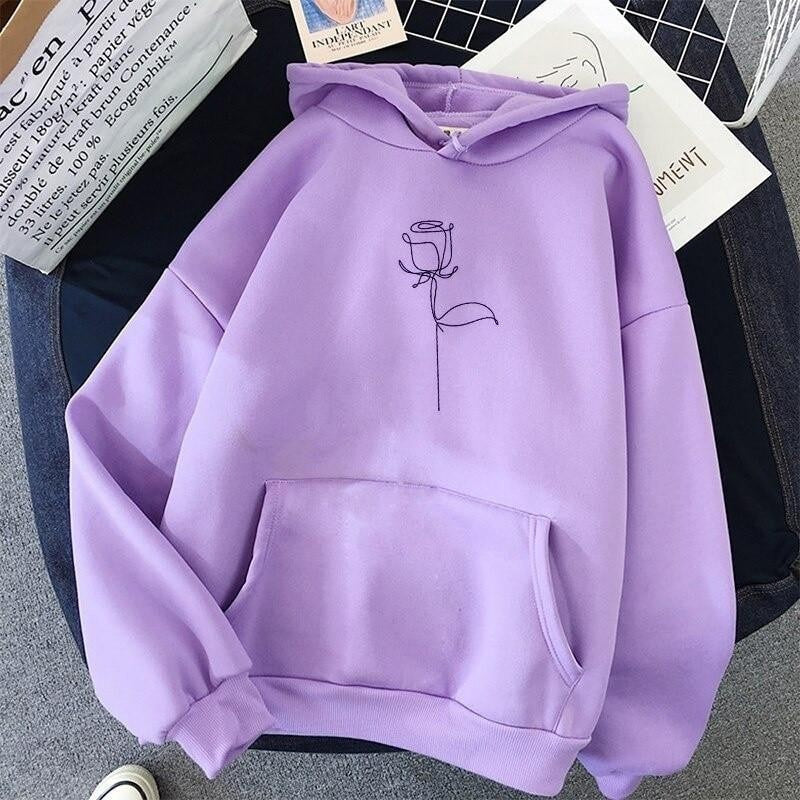 Oversized Rose Print Hoodie