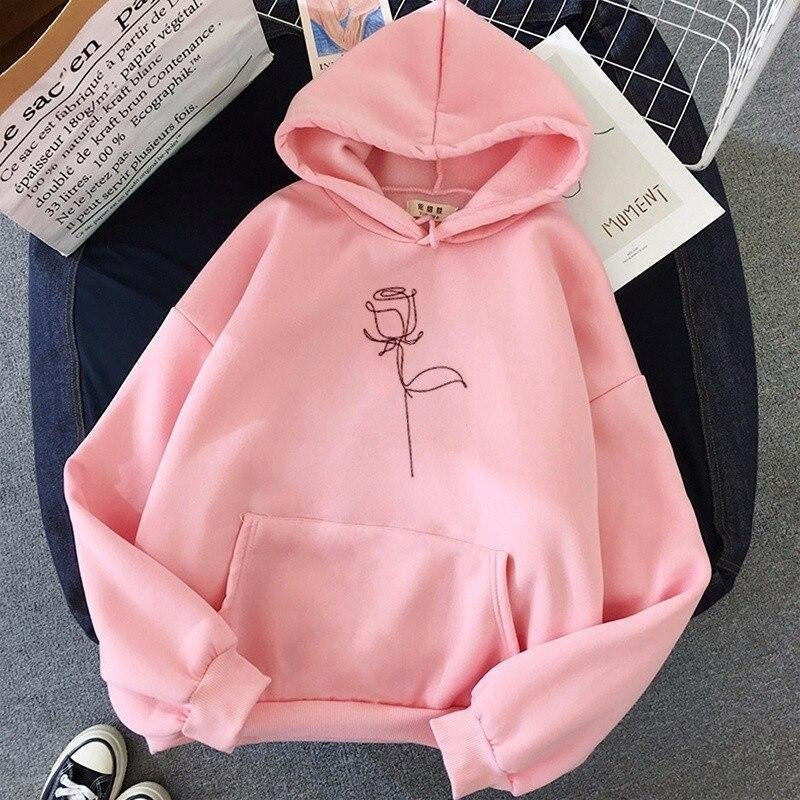 Oversized Rose Print Hoodie