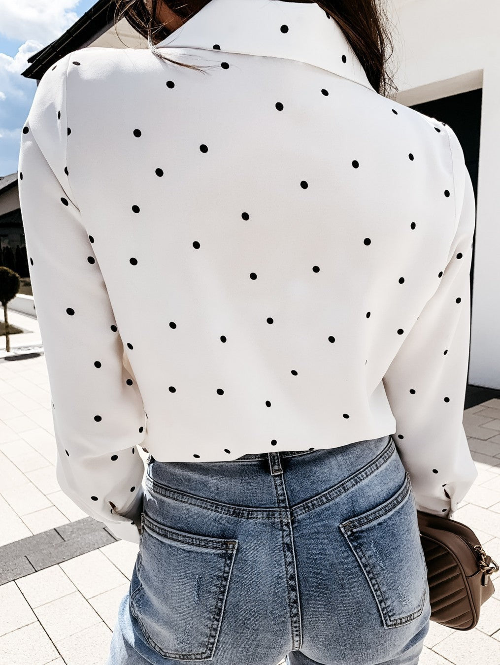 Polka Dot Long Sleeve Button Up Shirt