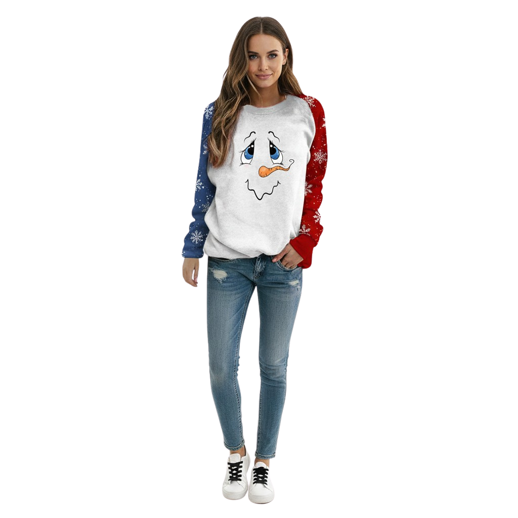 Womens Christmas Snowman Print Hoodie