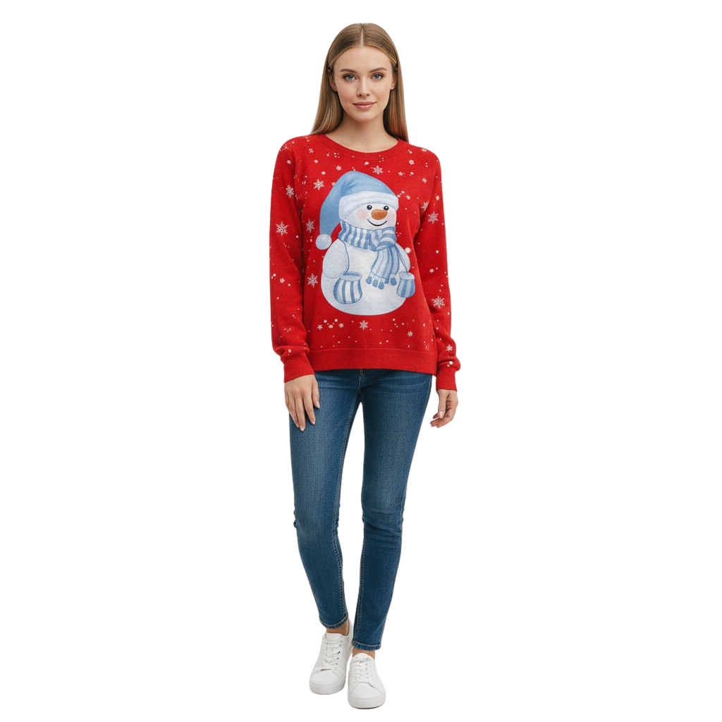 Womens Christmas Snowman Print Hoodie