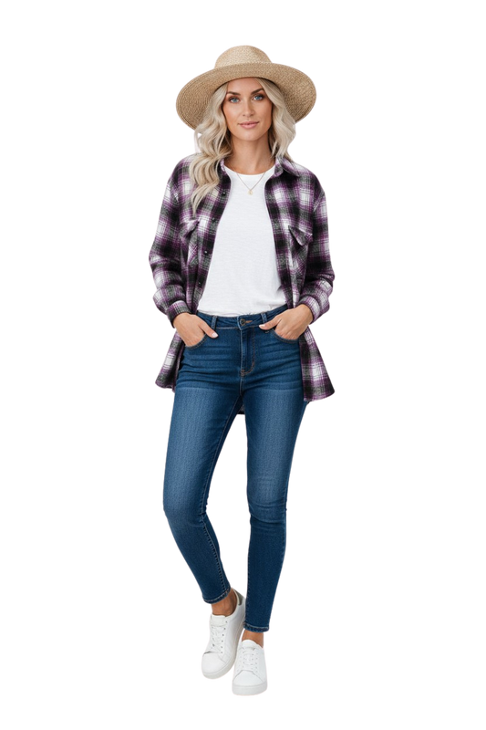 Womens Plaid Flannel Overshirt