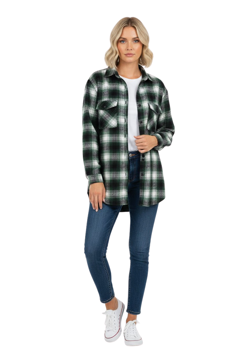 Womens Plaid Flannel Overshirt