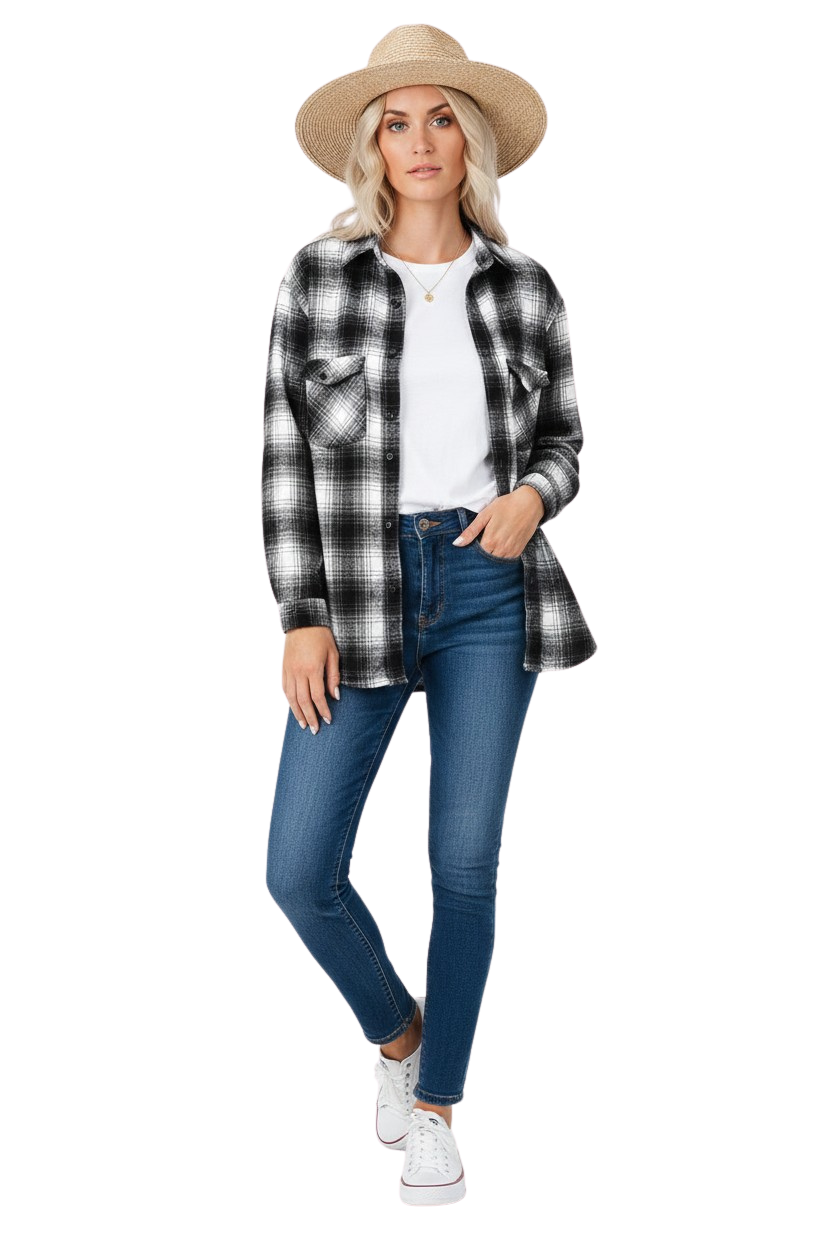 Womens Plaid Flannel Overshirt