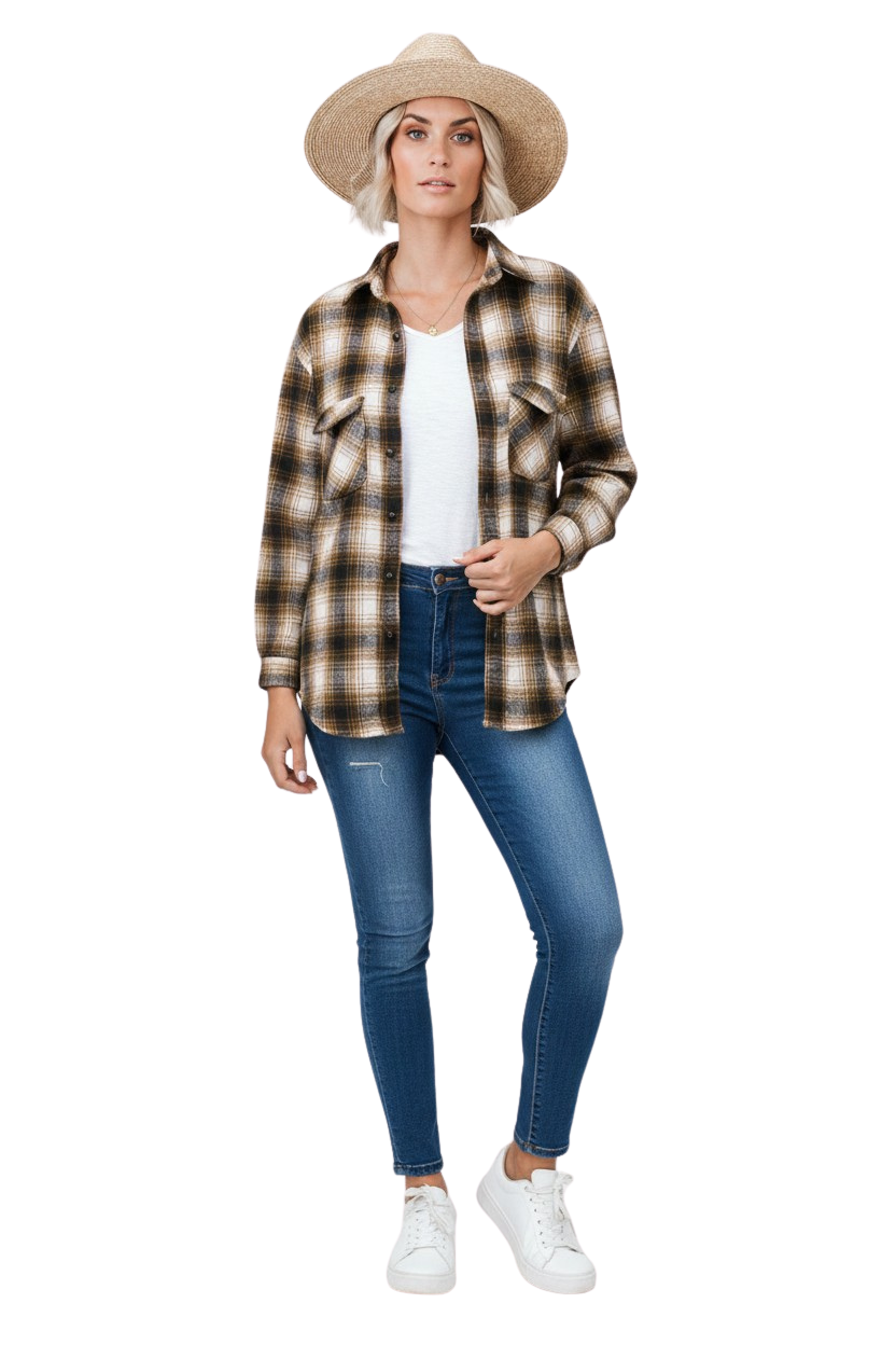 Womens Plaid Flannel Overshirt